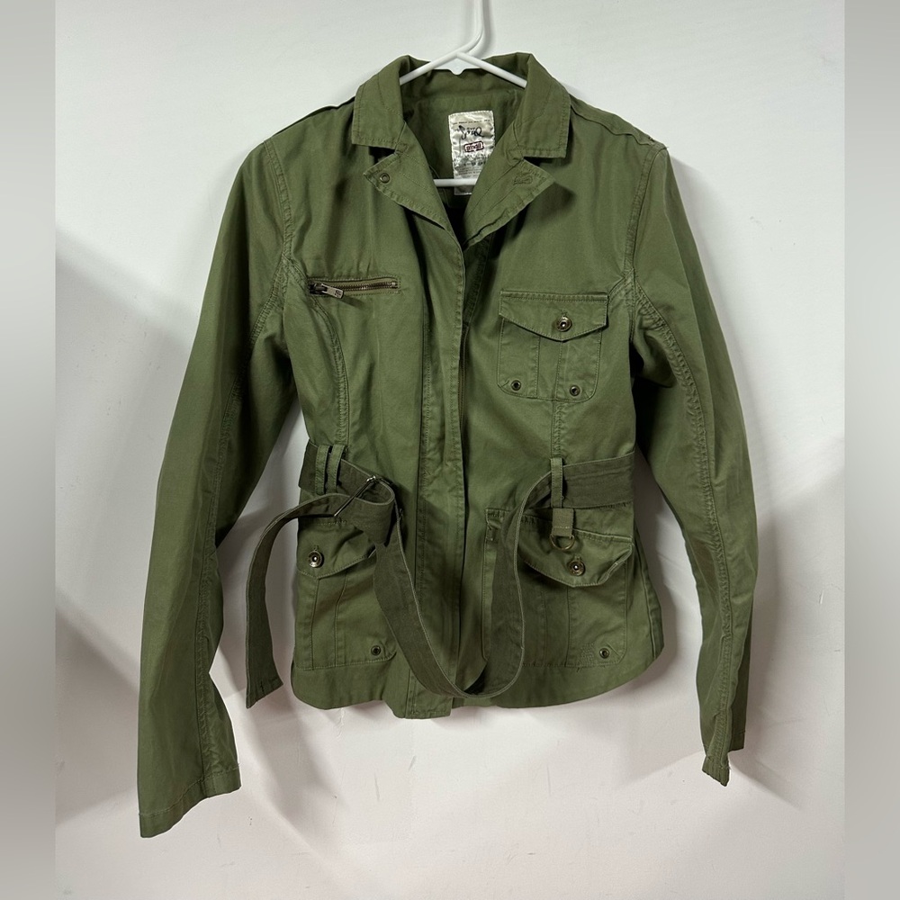 Triple Five Soul Womens Zip Military Jacket Size S Green Utility Y2K
